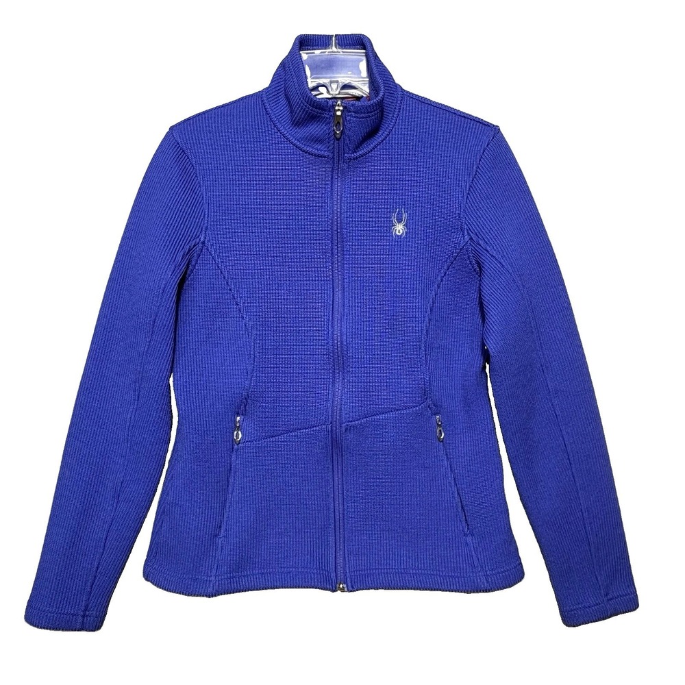 Spyder Core Sweater Jacket Women's M Blue Full Zip Knit Fleece Outdoor Ski